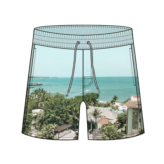 Straight Hem Picture Printed Collection Swim Trunks