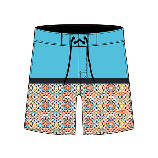 Straight Hem Striped & Floral Printed Collection Boardshorts