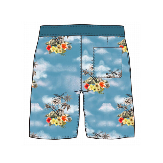 Straight Hem Coconut Tree Printed Collection Boardshorts