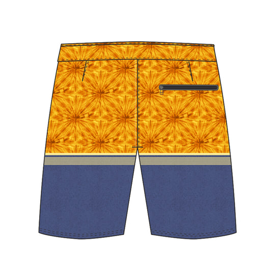 Straight Hem Striped & Floral Printed Collection Boardshorts