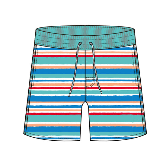 Straight Hem Striped Design Collection Swim Trunks