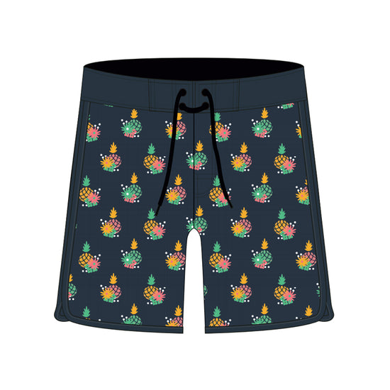 Scollap Hem Pineapple Flower Printed Collection Boardshorts