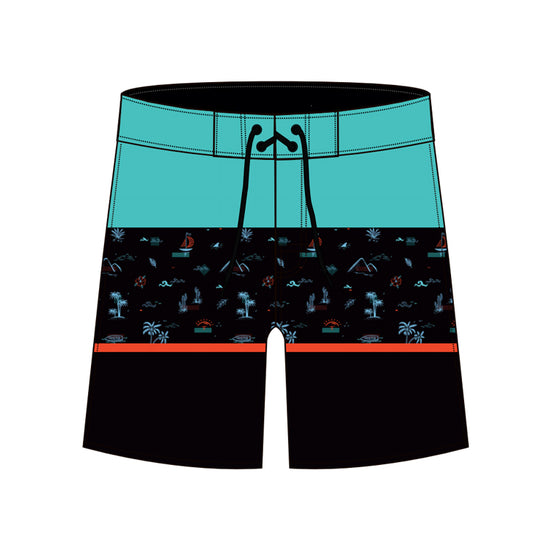 Straight Hem Stripea & Small Elements Collection Boardshorts