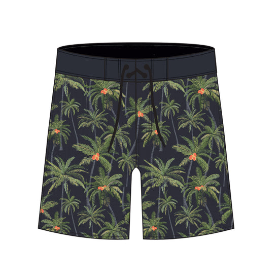 Straight Hem Coconut Tree Printed Collection Boardshorts