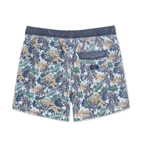 Leaf Printed Collection Washed Vintage Swim Shorts