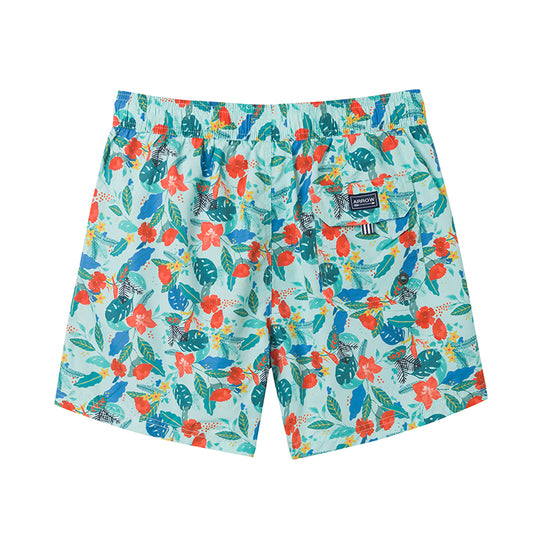 Flowers&Leaf Printed Collection Holiday Swim Shorts