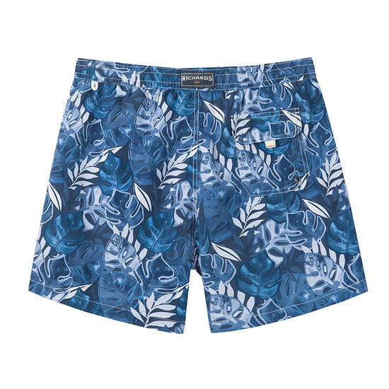 Leaf Printed Collection Washed Vintage Swim Shorts