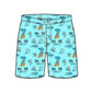 Straight Hem Coconut Tree Print Collection Swim Trunks