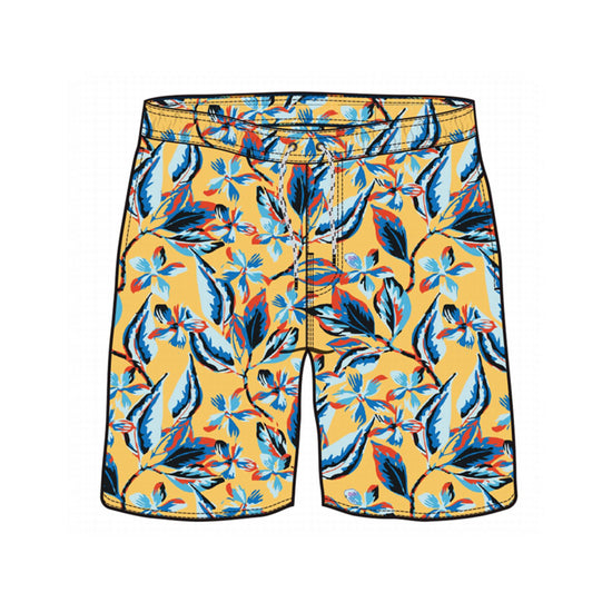 Straight Hem Floral Print Collection Swim Trunks