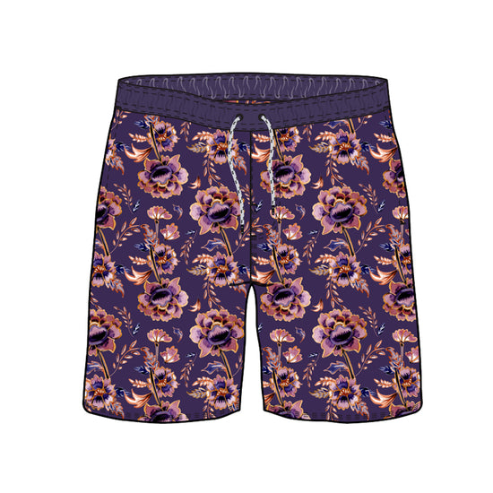 Split Foot Botanical Floral Printed Collection Swim Trunks