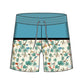 Straight Hem Flower Stitching Collection Swim Trunks