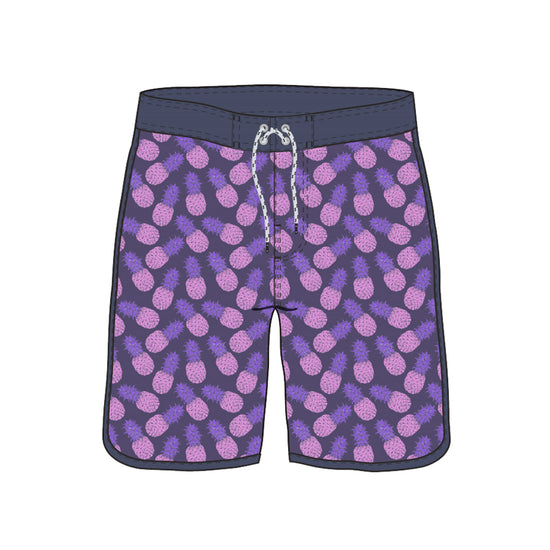 Scollap Hem Pineapple Flower Printed Collection Boardshorts