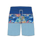 Straight Hem Color Block & Plant Print Collection Boardshorts