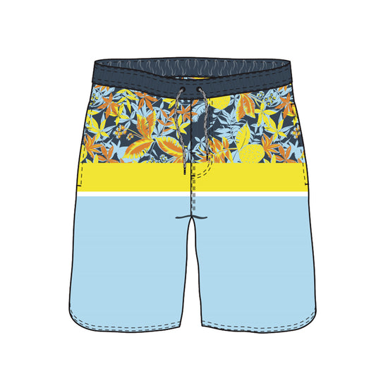 Scollap Hem Flower Stitching Collection Swim Trunks