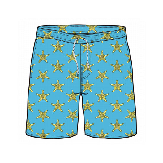 Straight Hem Mini Print Collection Swim Trunks