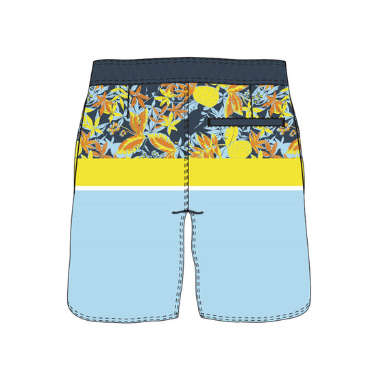 Scollap Hem Flower Stitching Collection Swim Trunks