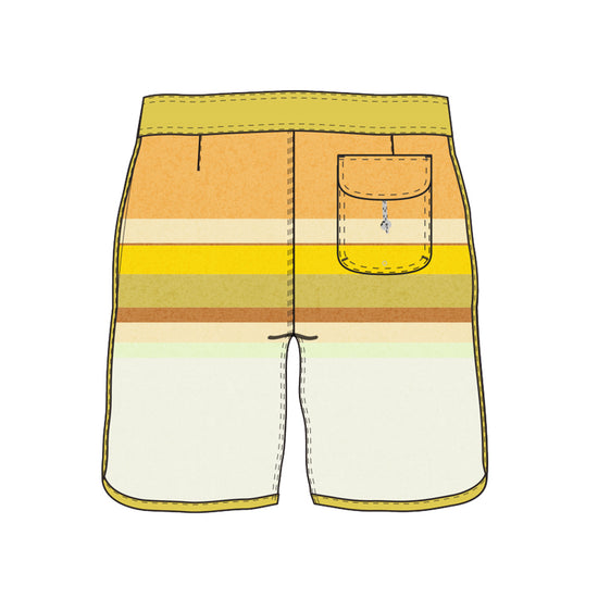 Scollap Hem Striped Design Collection Boardshorts
