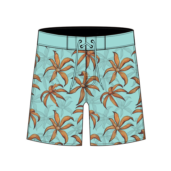 Straight Hem Botanical Floral Printed Collection Boardshorts