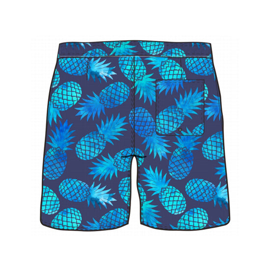 Straight Hem Pineapple Print Collection Swim Trunks