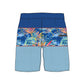 Straight Hem Color Block & Plant Print Collection Boardshorts