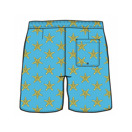 Straight Hem Mini Print Collection Swim Trunks