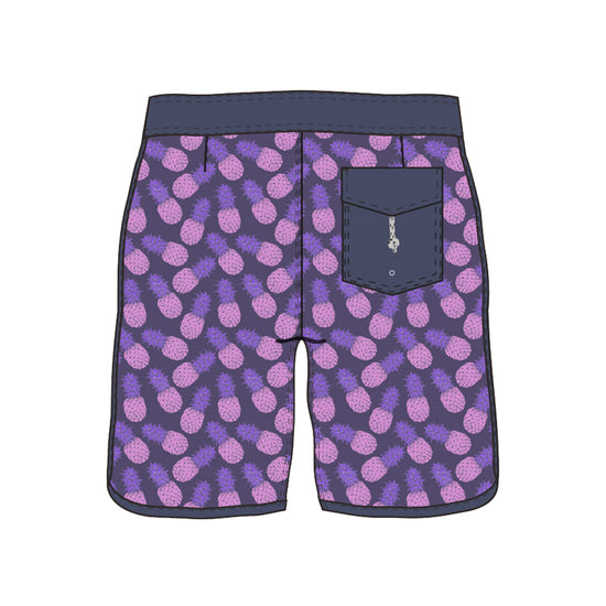 Scollap Hem Pineapple Flower Printed Collection Boardshorts
