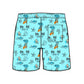 Straight Hem Coconut Tree Print Collection Swim Trunks