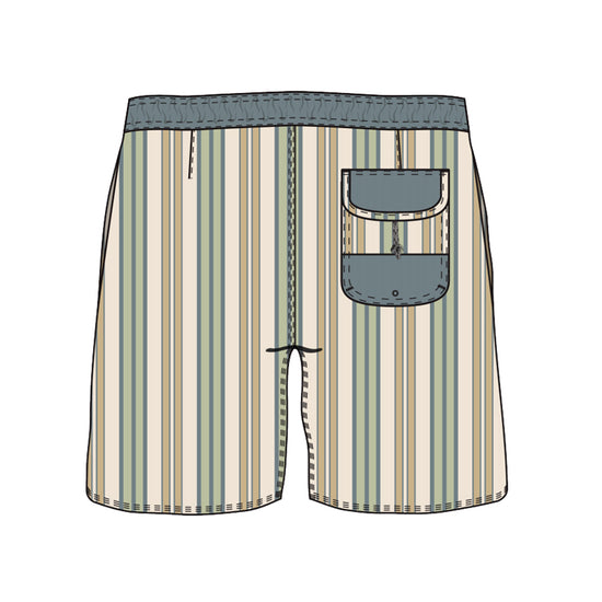 Split Foot Striped Design Collection Swim Trunks