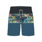 Straight Hem Color Block & Plant Print Collection Boardshorts