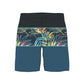 Straight Hem Color Block & Plant Print Collection Boardshorts