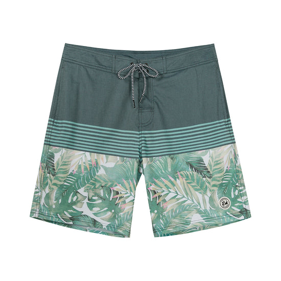Leaf & Colorblock Design Collection Performance Board Shorts