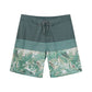 Leaf & Colorblock Design Collection Performance Board Shorts