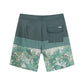 Leaf & Colorblock Design Collection Performance Board Shorts