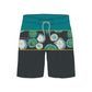 Straight Hem Color Block & Plant Print Collection Boardshorts