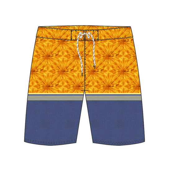 Straight Hem Striped & Floral Printed Collection Boardshorts