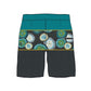 Straight Hem Color Block & Plant Print Collection Boardshorts