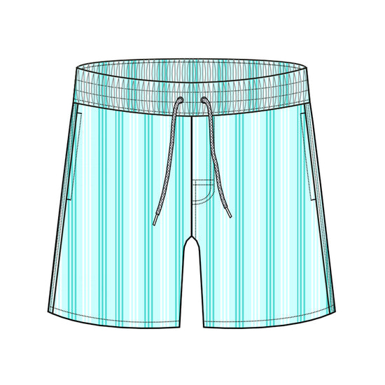Straight Hem Striped Design Collection Swim Trunks