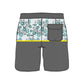Scollap Hem Flower Stitching Collection Swim Trunks