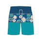 Straight Hem Color Block & Plant Print Collection Boardshorts