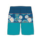 Straight Hem Color Block & Plant Print Collection Boardshorts
