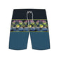Straight Hem Striped & Floral Printed Collection Boardshorts