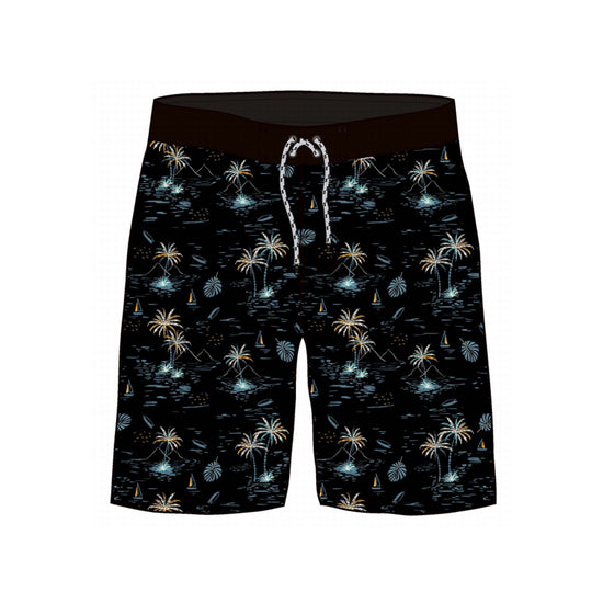 Straight Hem Coconut Tree Printed Collection Boardshorts