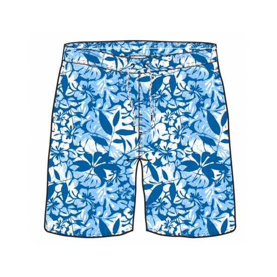 Straight Hem Floral Print Collection Swim Trunks