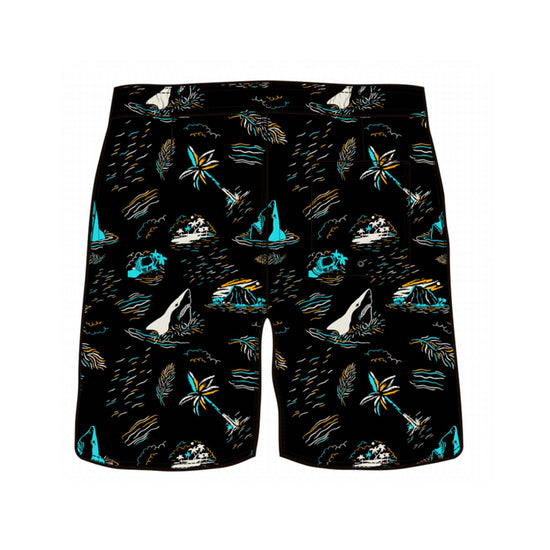 Straight Hem Coconut Tree Print Collection Swim Trunks