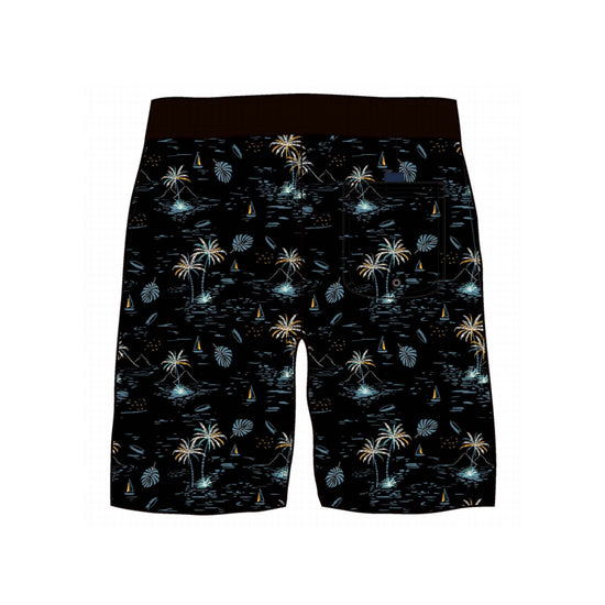 Straight Hem Coconut Tree Printed Collection Boardshorts