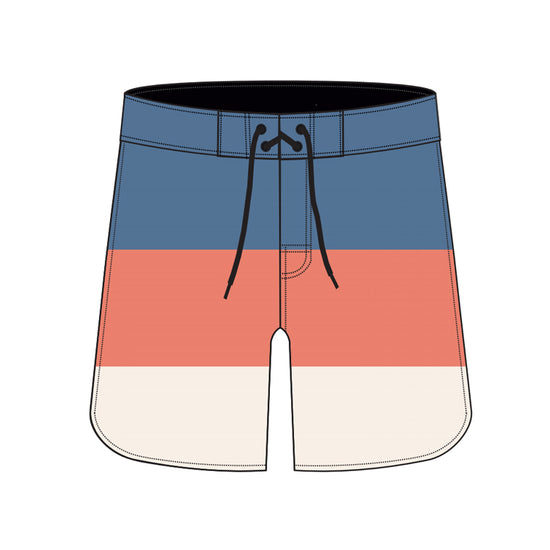 Scollap Hem Striped Design Collection Boardshorts