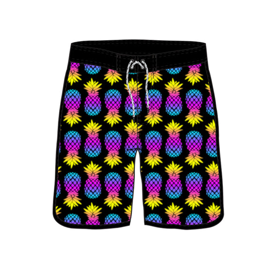 Scollap Hem Pineapple Flower Printed Collection Boardshorts
