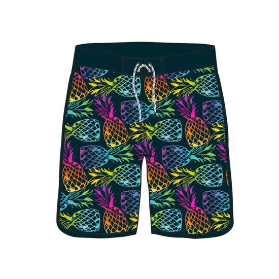 Scollap Hem Pineapple Flower Printed Collection Boardshorts