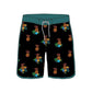 Scollap Hem Pineapple Flower Printed Collection Boardshorts