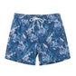 Leaf Printed Collection Washed Vintage Swim Shorts